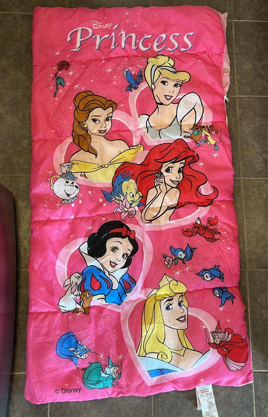 Vintage 1990s Disney Princess Kids Children’s Sleeping Bag