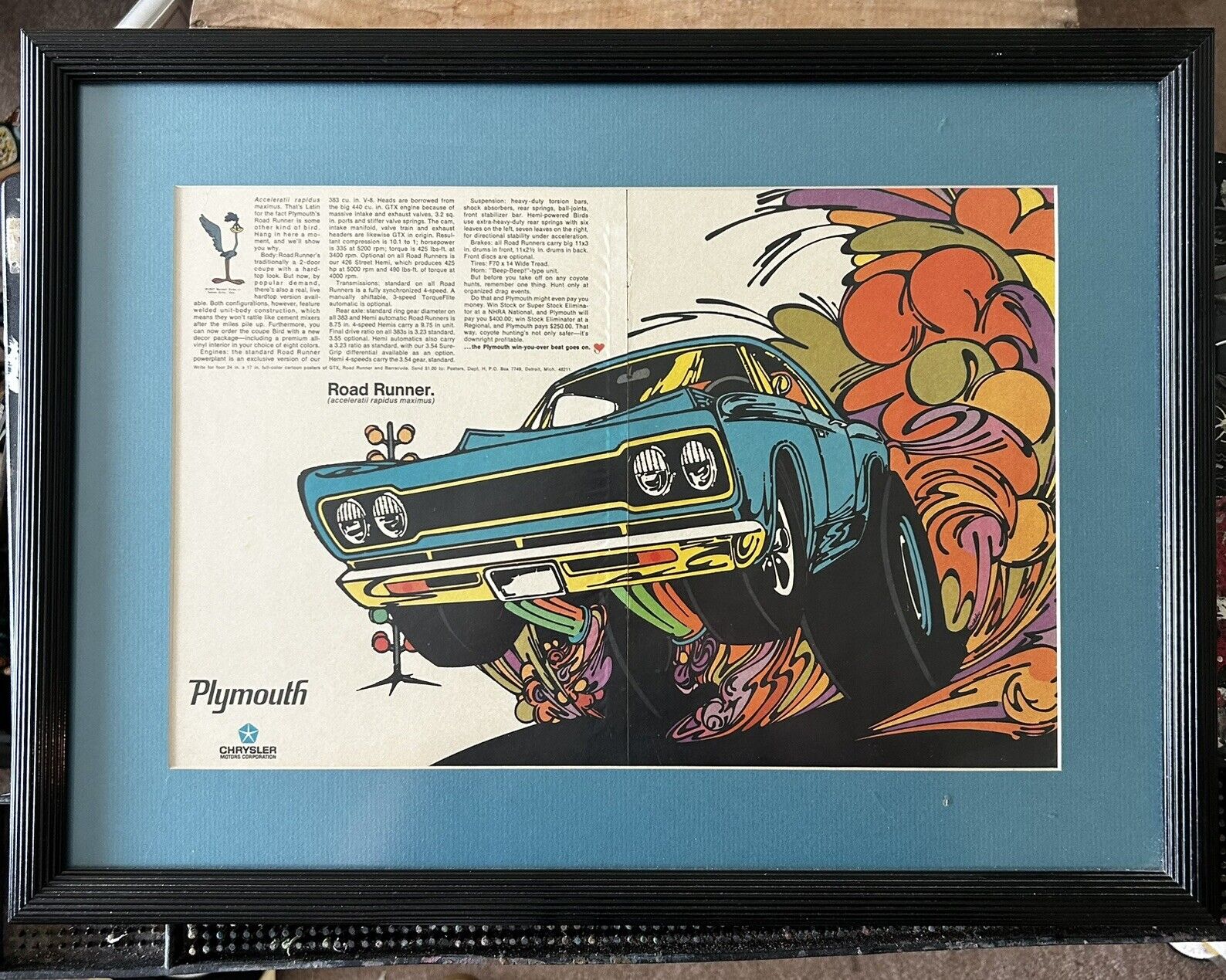 1968 Plymouth Roadrunner Original Print Ad