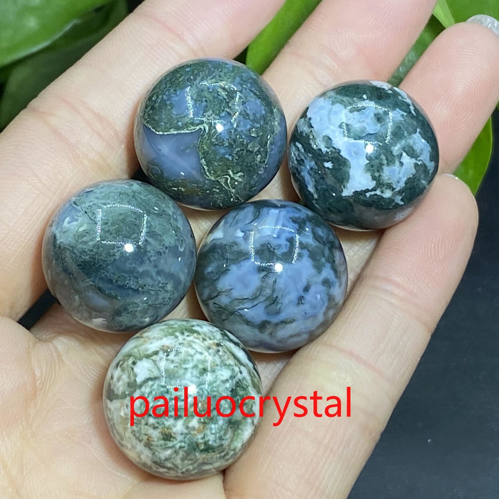 5pcs Natural Aquatic agate Ball Quartz Crystal Sphere Pendant healing Gem 20mm+