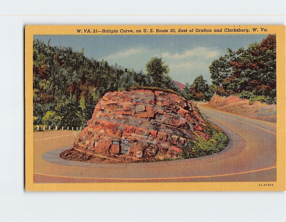 Postcard Hairpin Curve, on U. S. Route 50, West Virginia