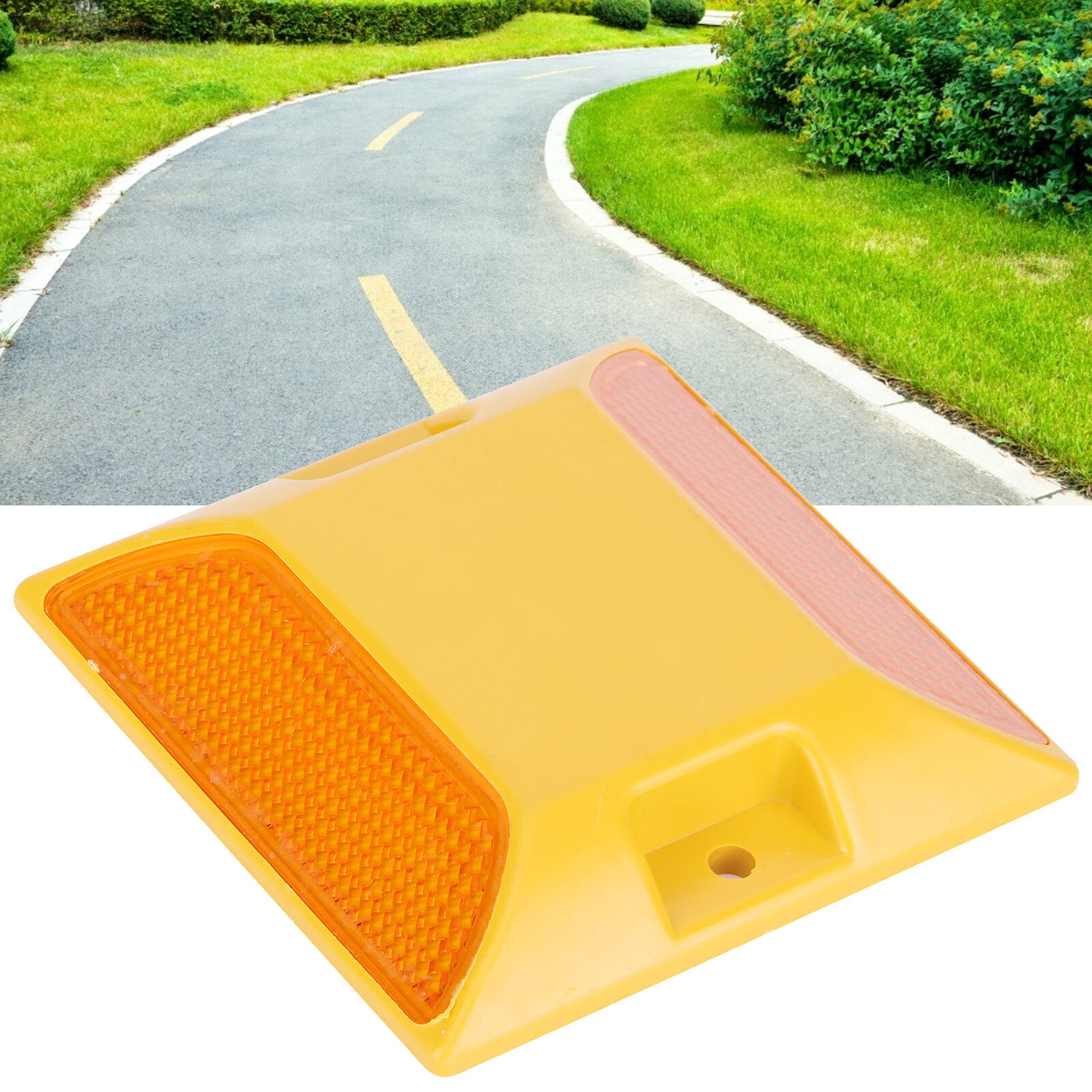 6PCS Double Yellow Plastic Road Reflectors For Driveway Safety