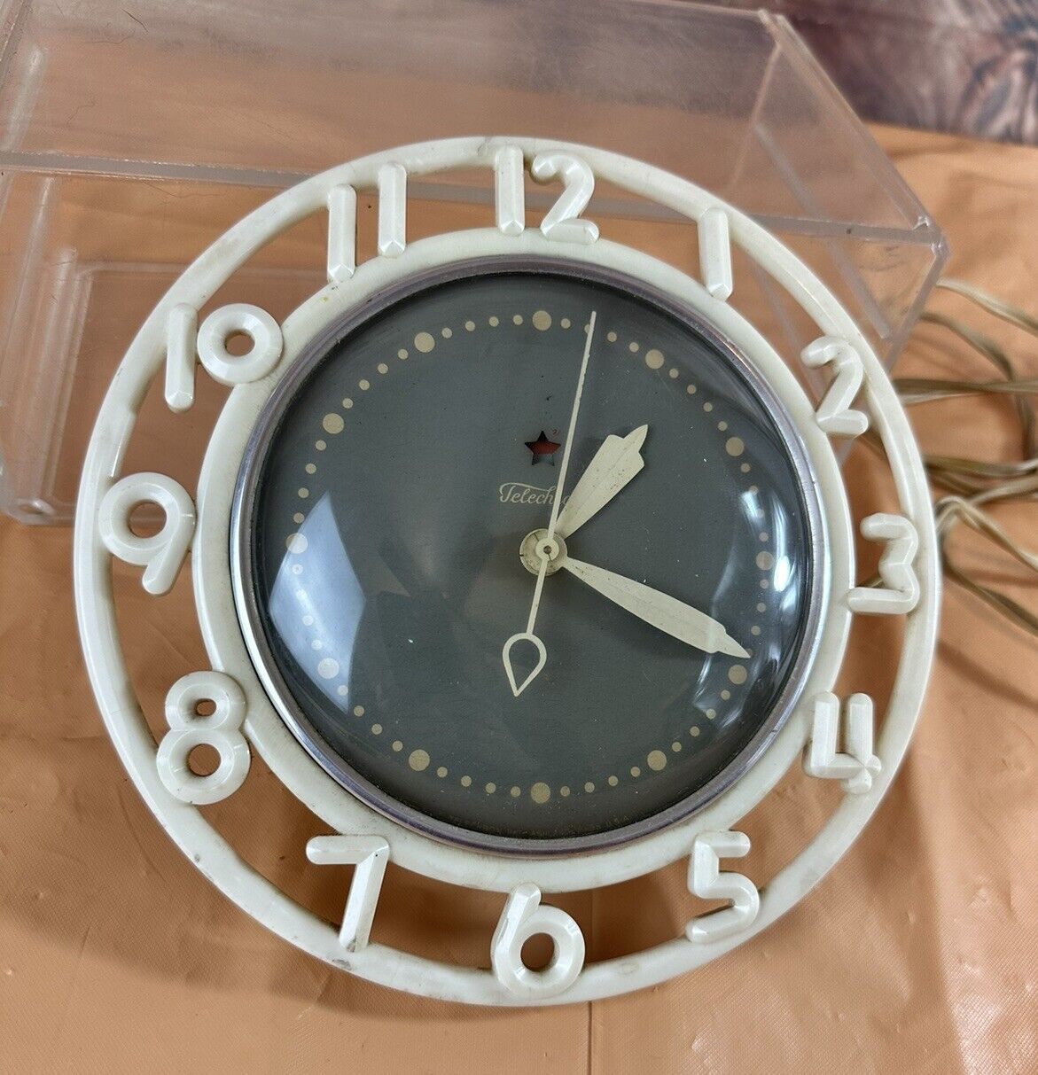 Vtg Telechron Clock model 2H21 Decorator 1948-53 Mid-Century Runs Description