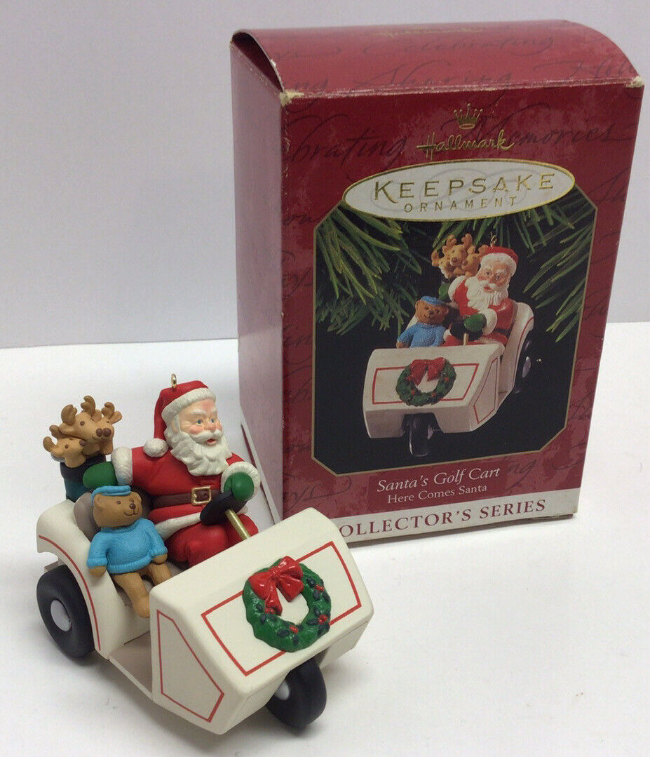 1999 Hallmark Keepsake Ornament Santa\'s Golf Cart Here Comes Santa