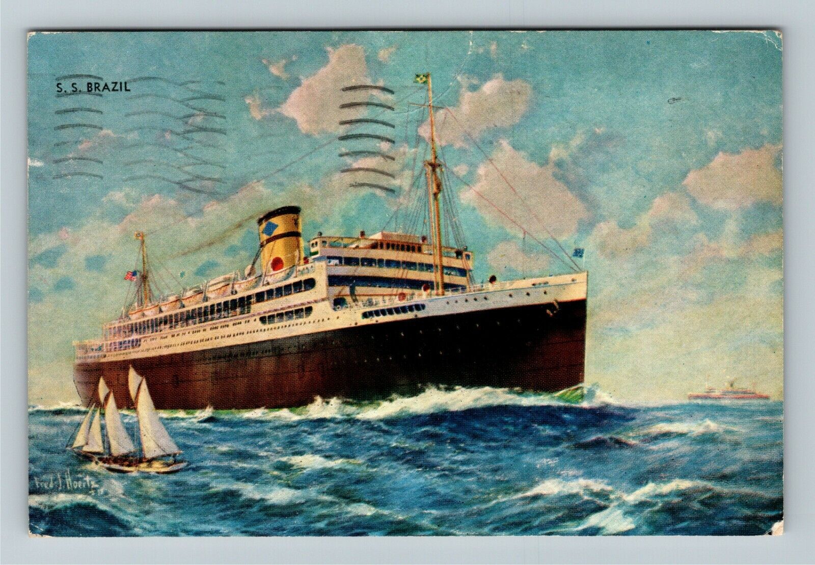 Steamship Brazil c1939 Vintage Souvenir Postcard