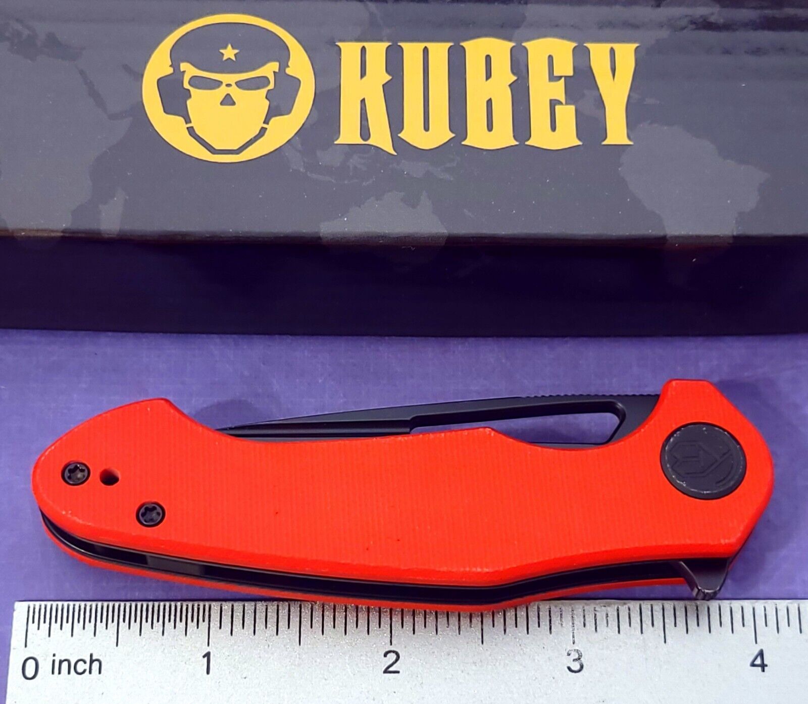 KUBEY Knife Dugu Tactical Flipper Liner Lock Red G10 Handles 14C28N Steel Blade