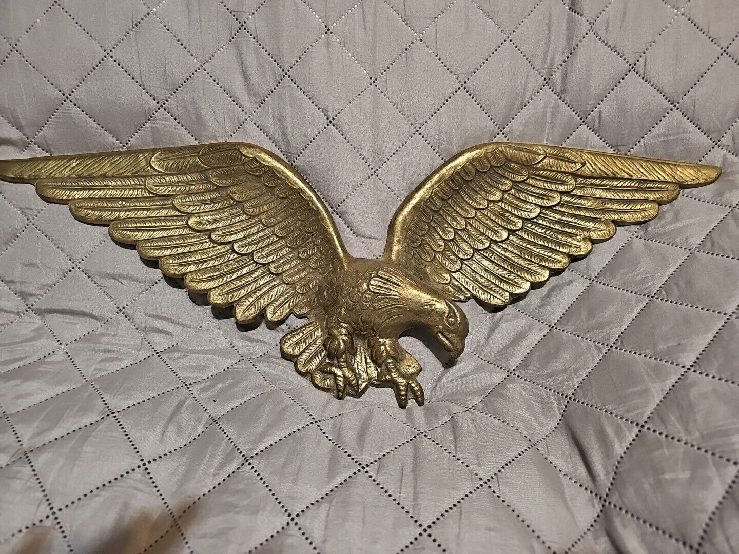 VTG Eagle Cast Metal Gold Wall Hanging Decor America 24”