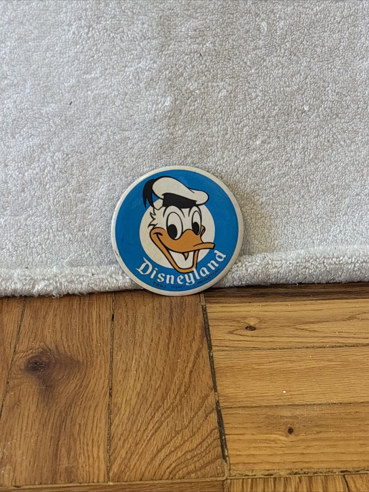 VTG Donald Duck Disneyland Walt Disney Pin Back Button 3.5