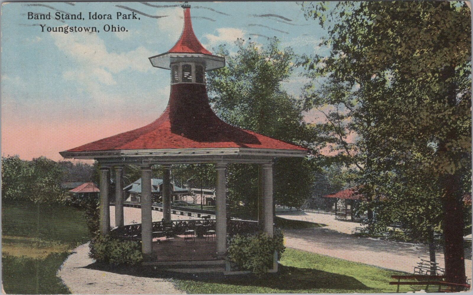 Band Stand, Idora Park, Youngstown Ohio 1914 Postcard