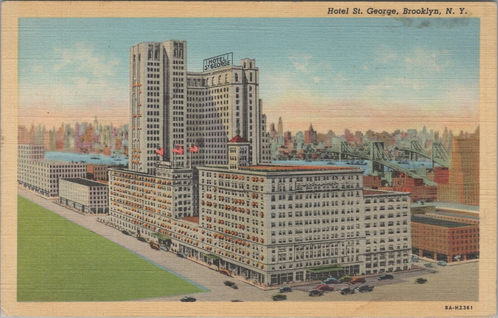 c1940s Hotel St George Brooklyn New York linen postcard C877
