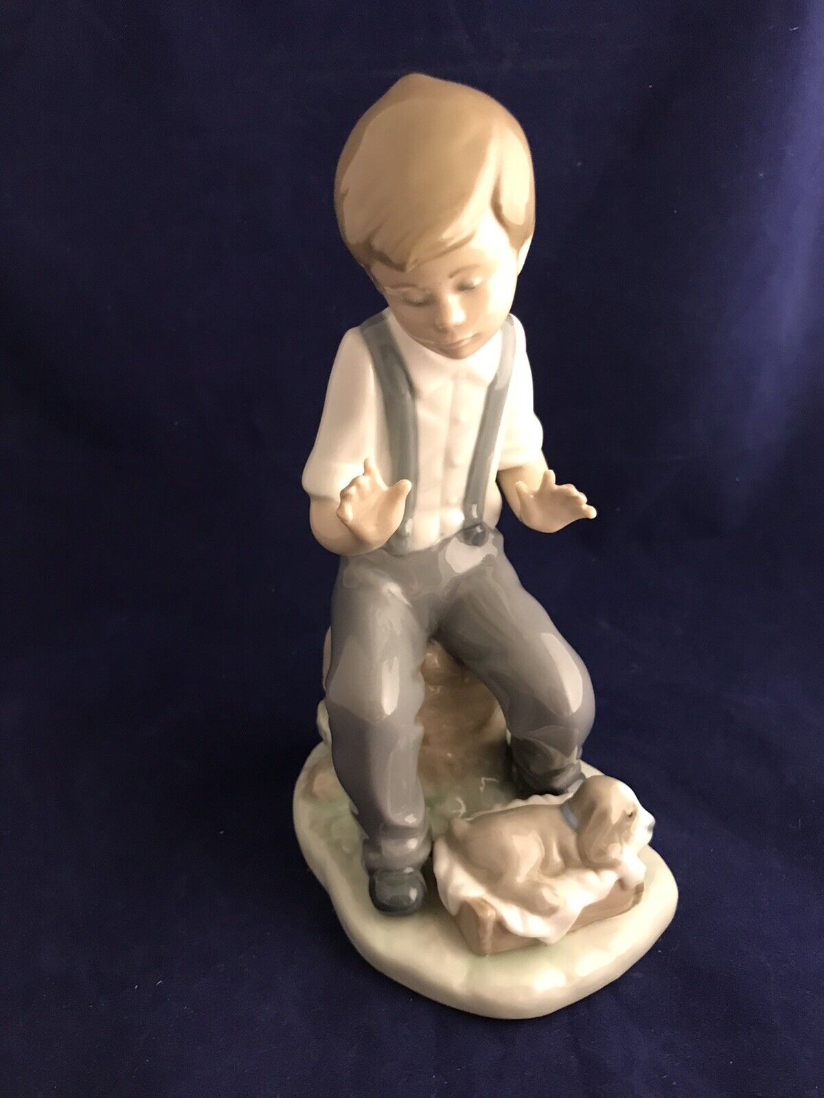 Vintage NAO by LLADRO Boy With Dog Homesick Friend - 7 inches Tall