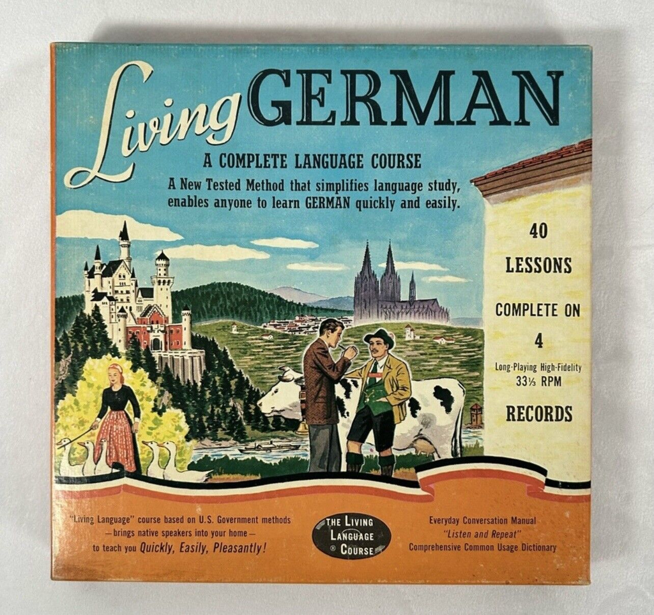 Living German A Complete Language Course Vinyl 40 Lessons 1956 Boxed