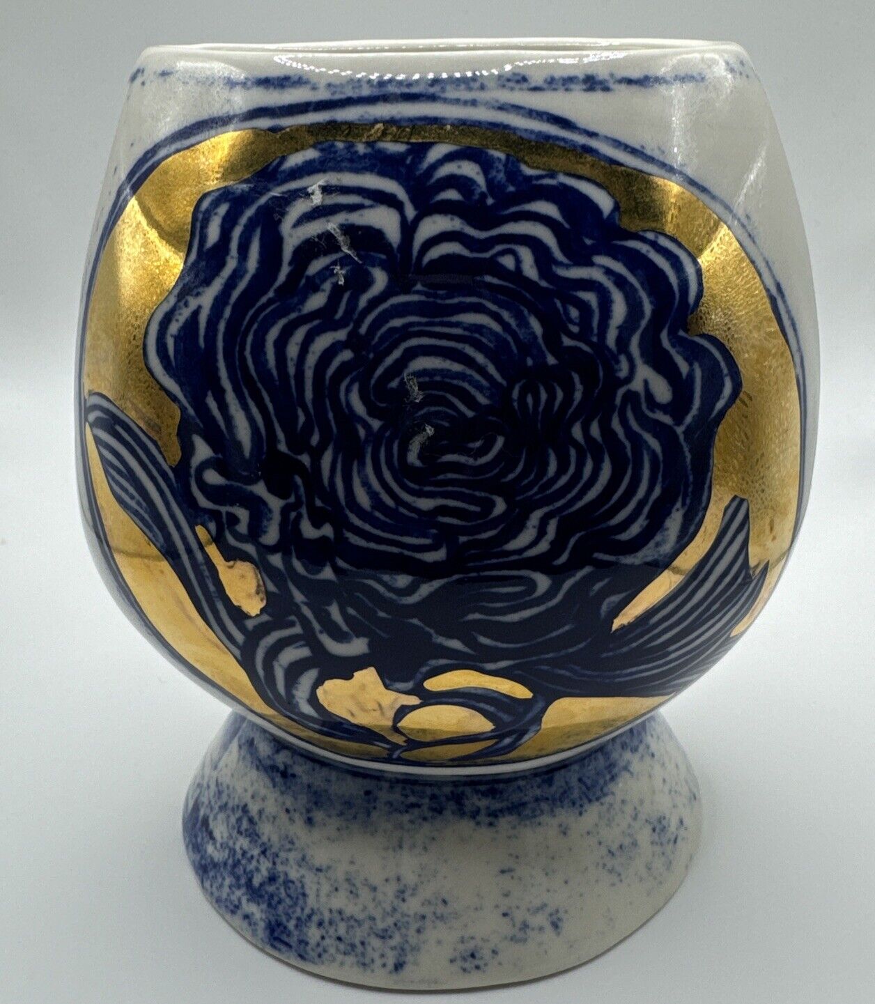 Ryan Hoffmann Anthropologie Blue White Gold Jardin Des Plantes Bowl Vase MMXIV