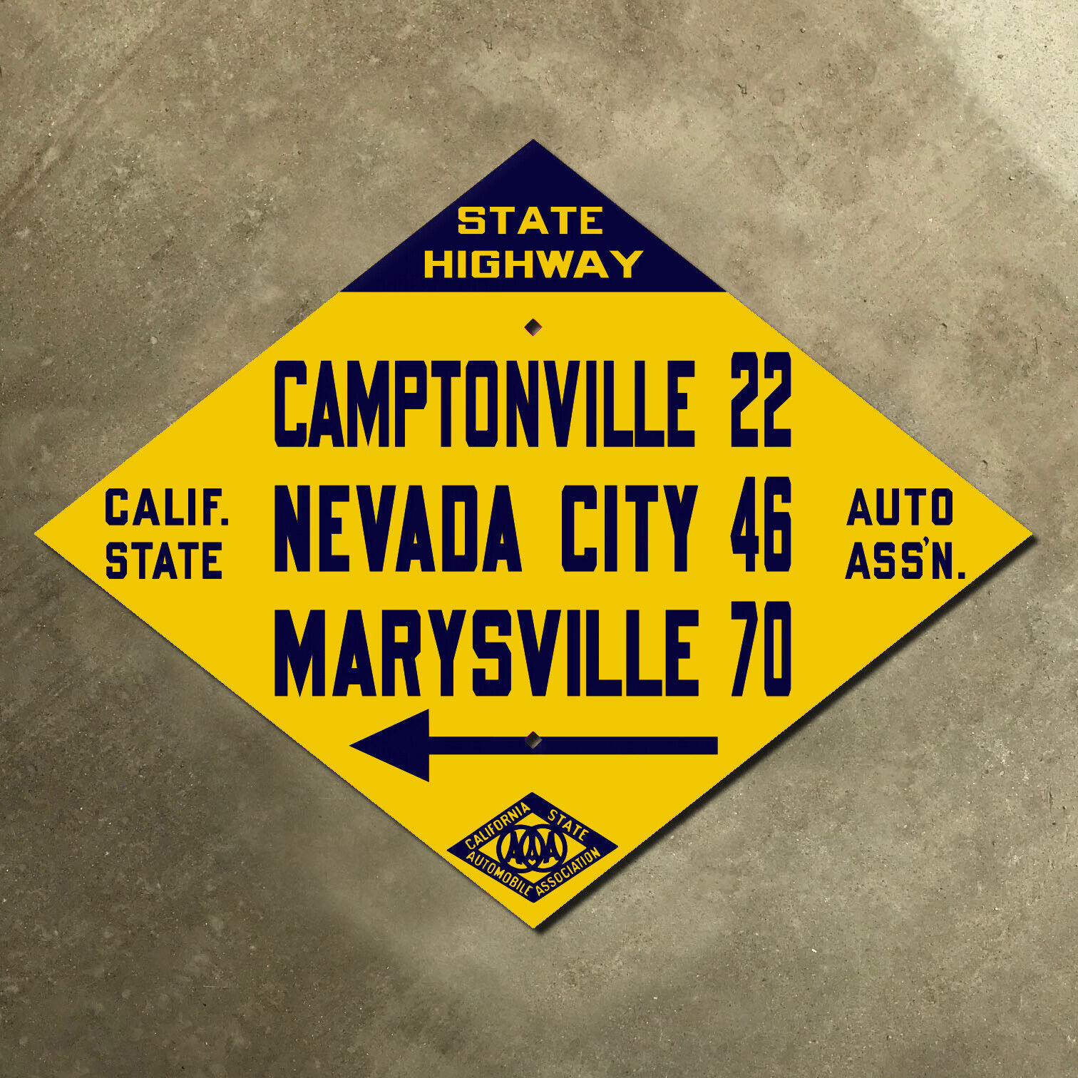 California CSAA Camptonville Nevada City highway road sign auto club AAA 29\