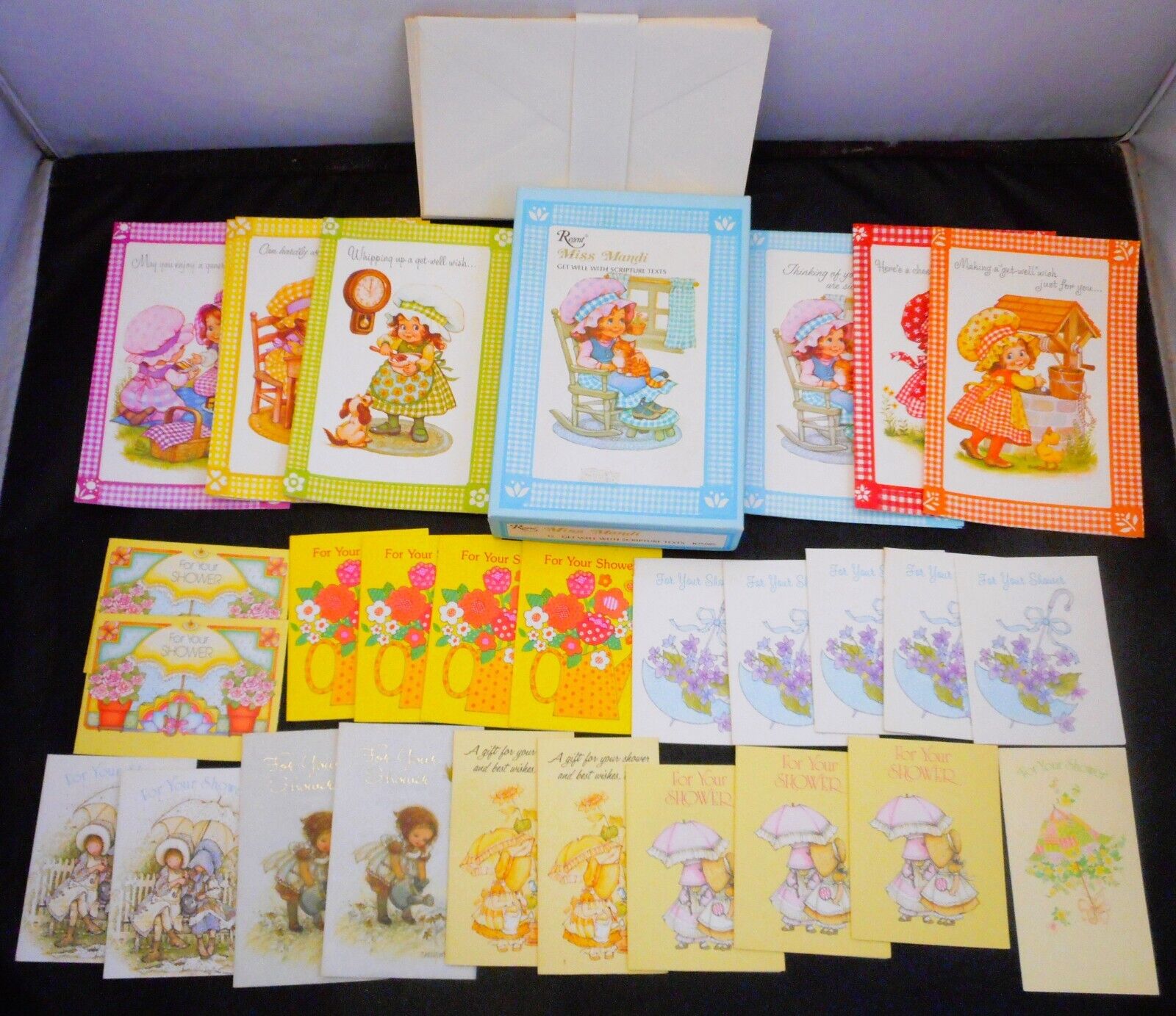 Lot 32 Vintage Unused Greeting Cards Mixed-Holly Hobbie-Sunbonnet Kits-Gretchen+