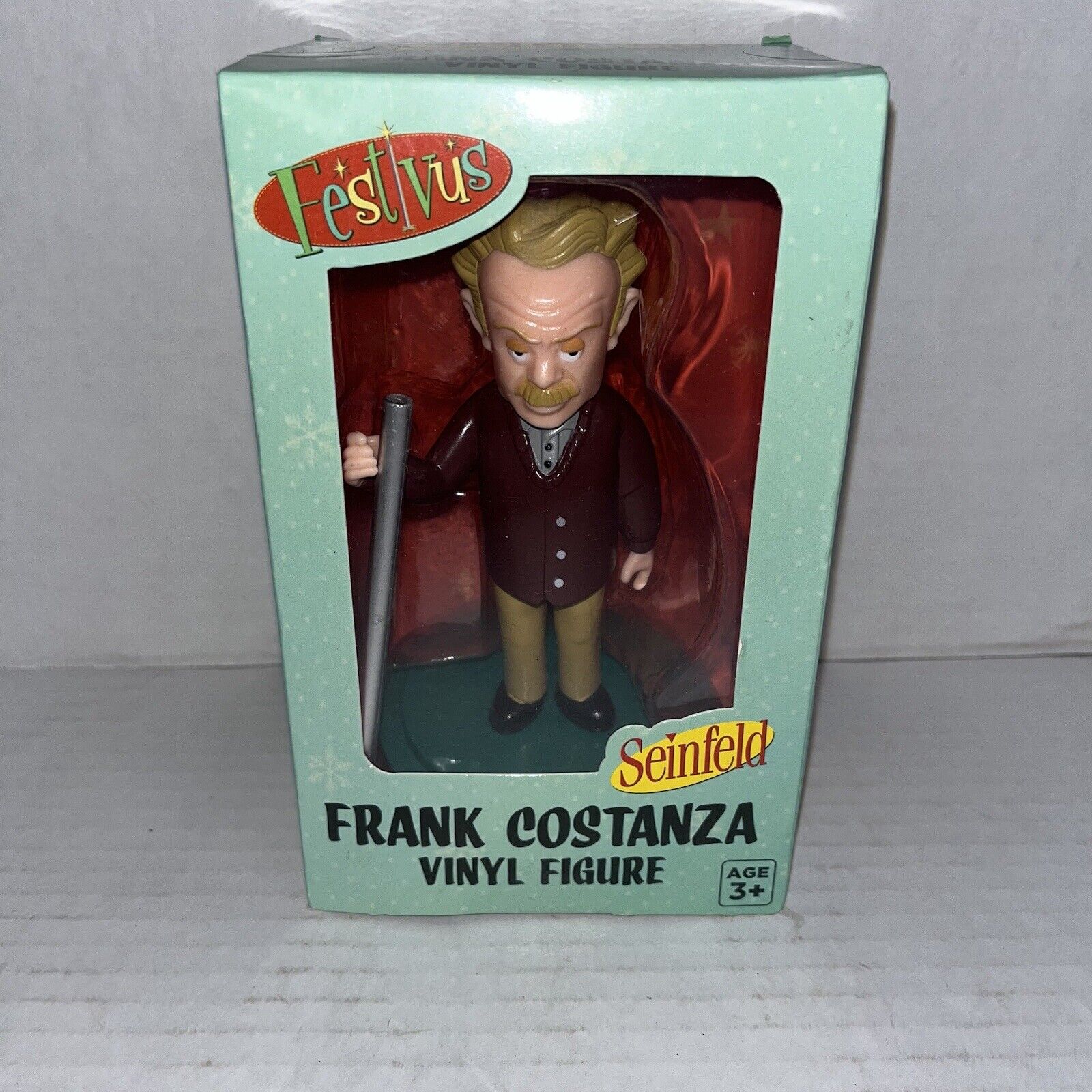 SEINFELD Frank Costanza Vinyl Figure Holding Festivus Pole Jerry Stiller Toy