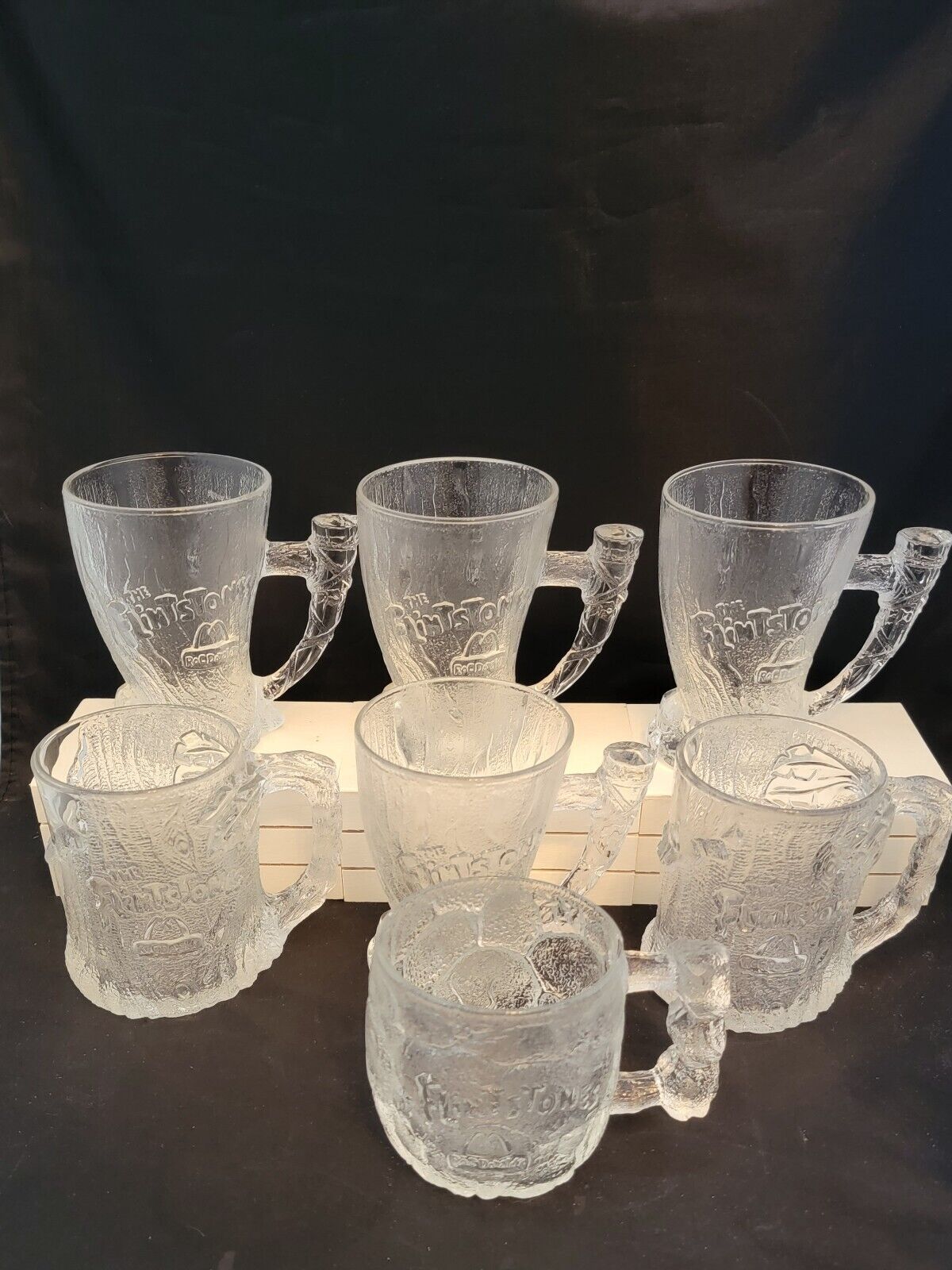 1993 McDonalds Collector Mugs Flintstones LOT of 7 Vintage Glass Drinkware Cups