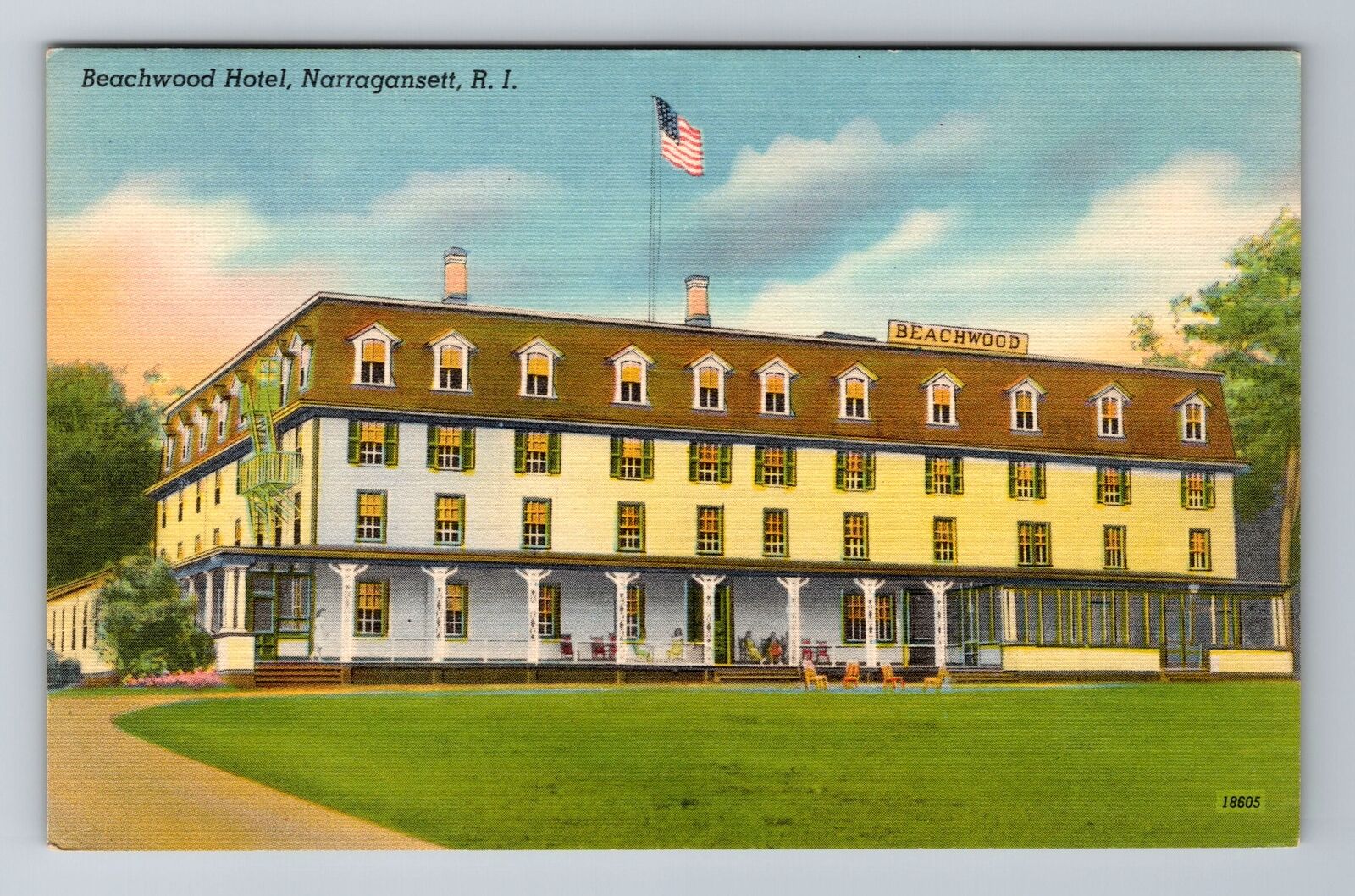 Narragansett, RI-Rhode Island, Beachwood Hotel Antique Souvenir Vintage Postcard