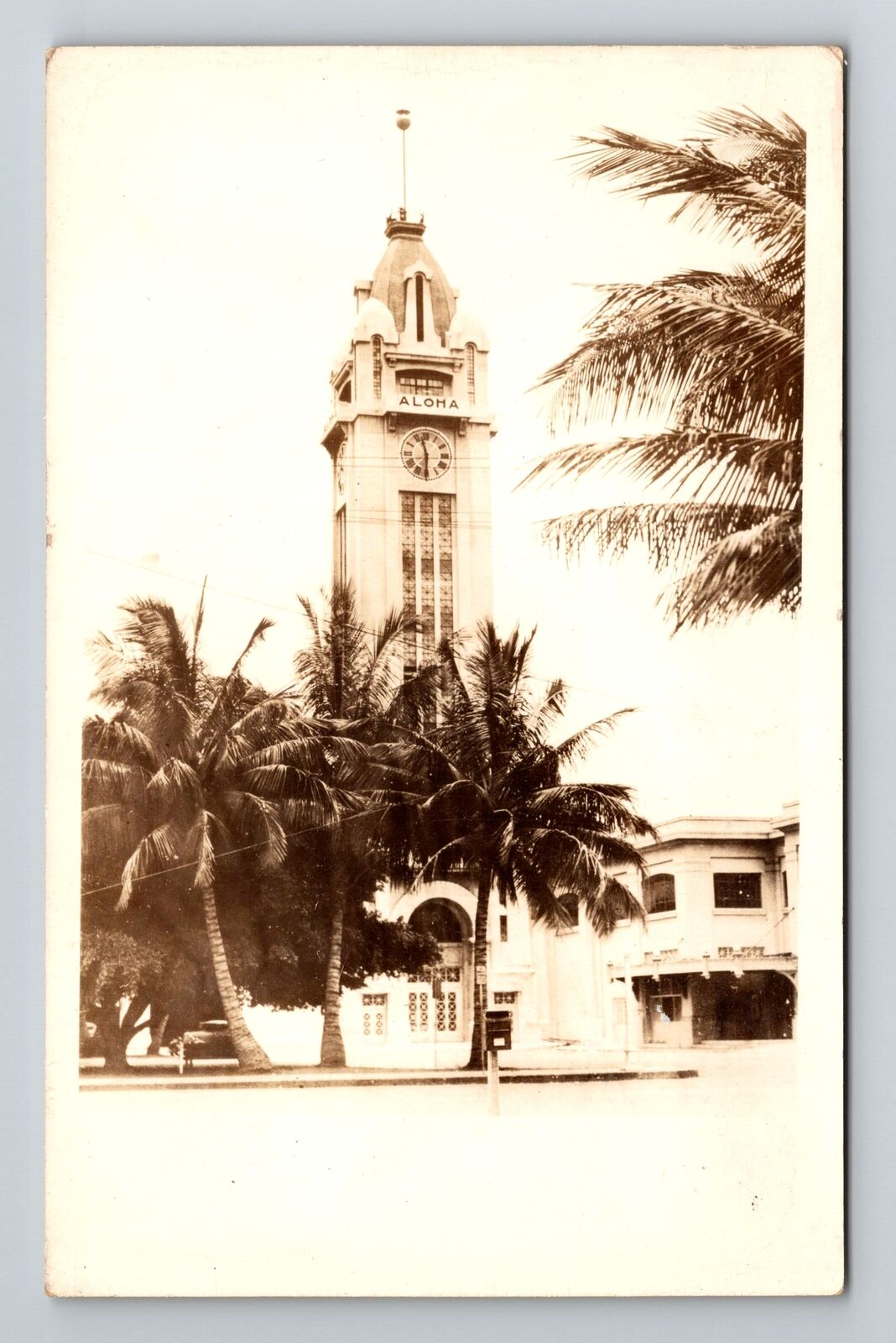 Honolulu HI-Hawaii RPPC, Aloha Tower, Real Photo c1930 Vintage Postcard