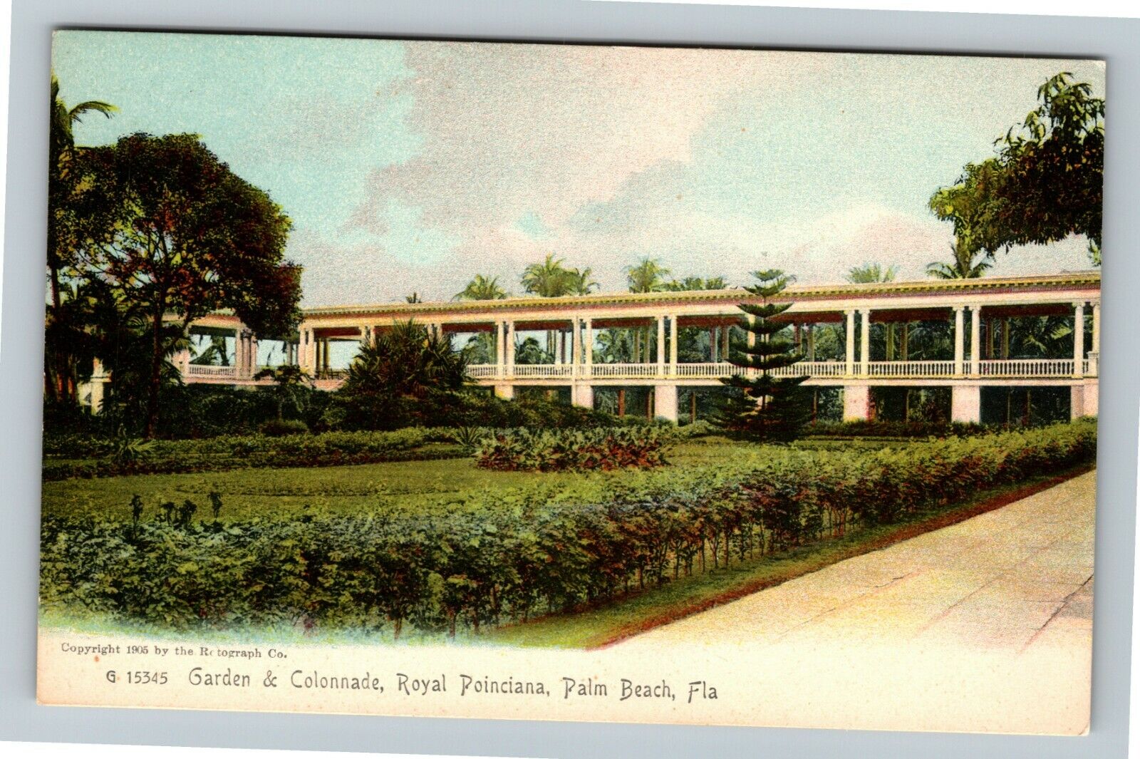 Palm Beach FL-Florida, Garden & Colonnade Royal Poinciana Vintage Postcard