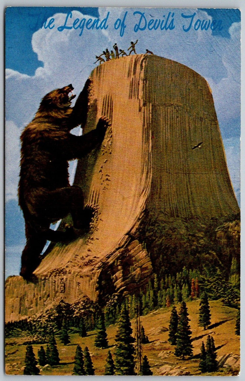 Devil\'s Tower National Monument Wyoming 1960s Postcard Giant Bear Legend