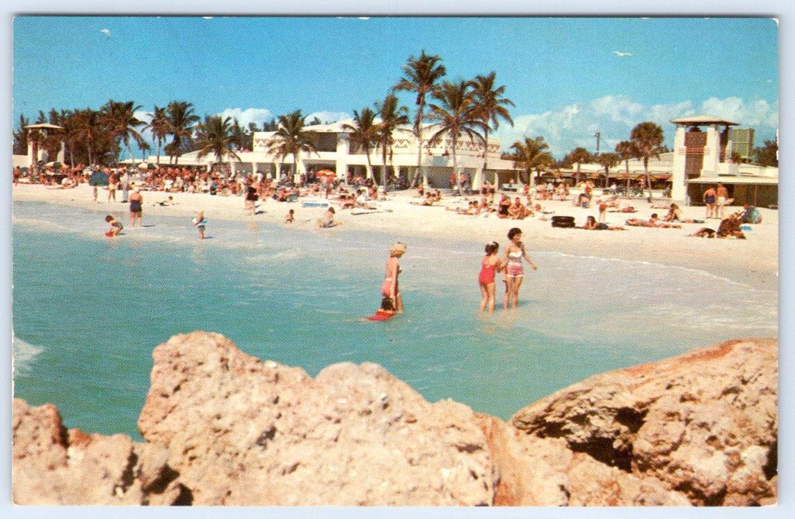 1958 LIDO BEACH & CASINO SARASOTA FLORIDA WATERFRONT SCENE VINTAGE SWIMSUITS