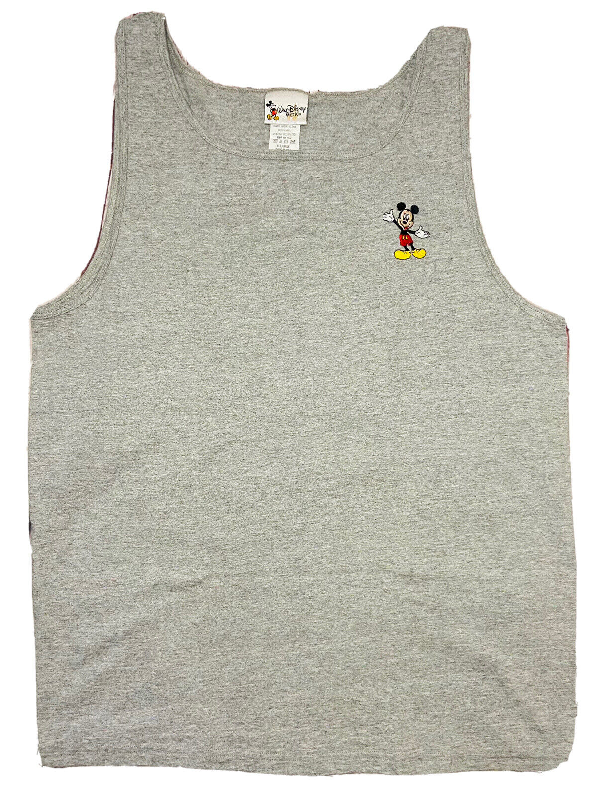 *VINTAGE* Walt Disney World Mickey Mouse 1990s Gray Tank Top; Made in USA; XL
