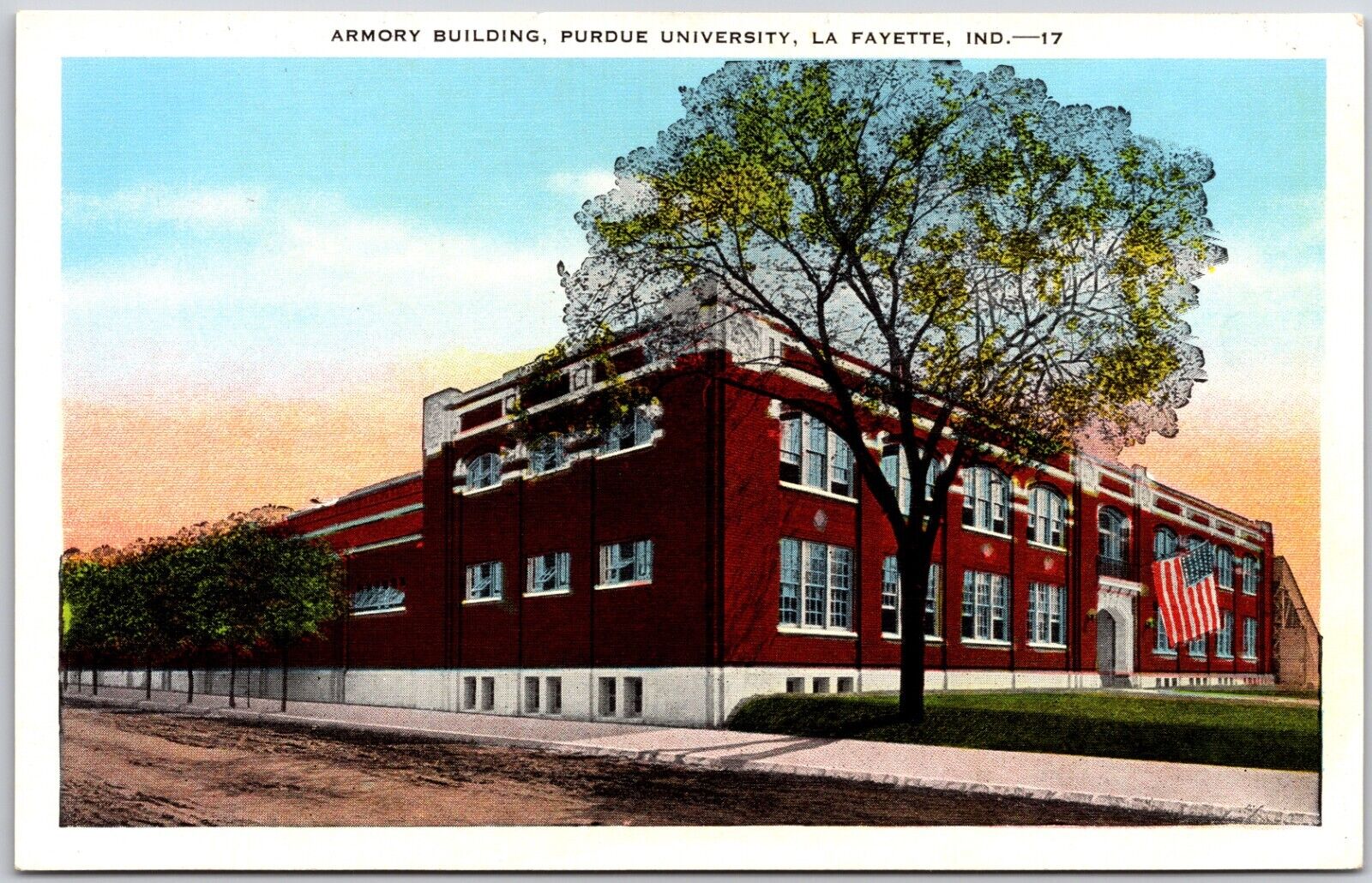 Purdue University Lafayette Indiana Armory Building Linen Postcard 