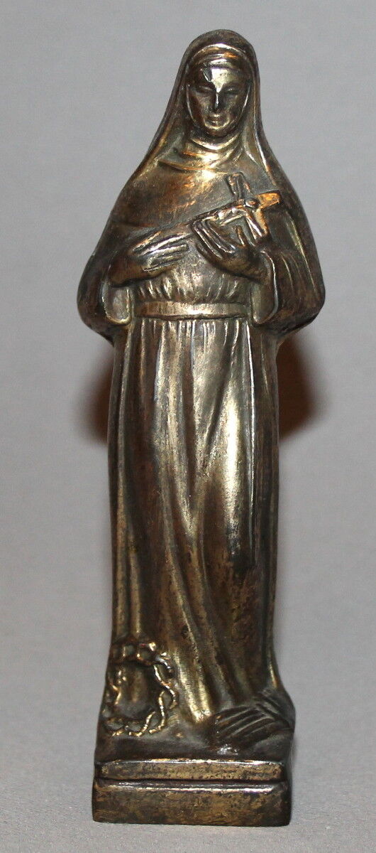 VINTAGE VIRGIN MARY METAL BRASS PLATED STATUETTE