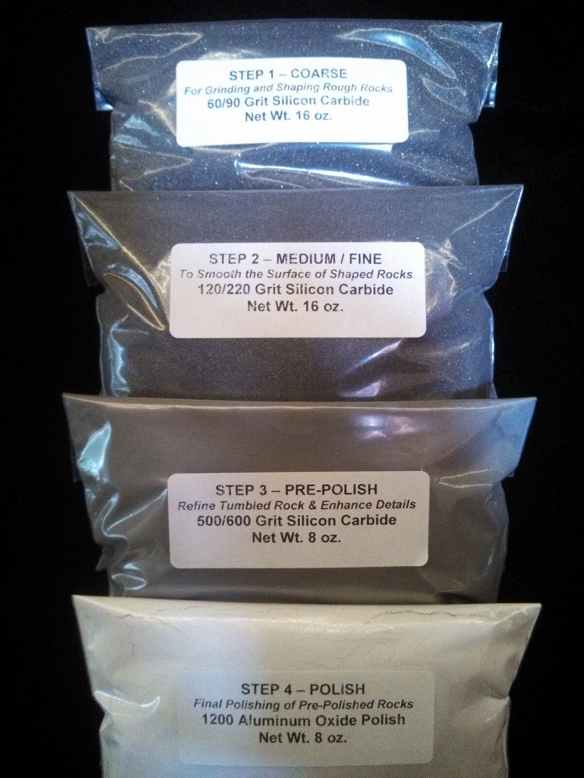 Rock Tumbling Grit Polish Silicon Carbide Kit For 15 Lb Tumbler Lortone Rough