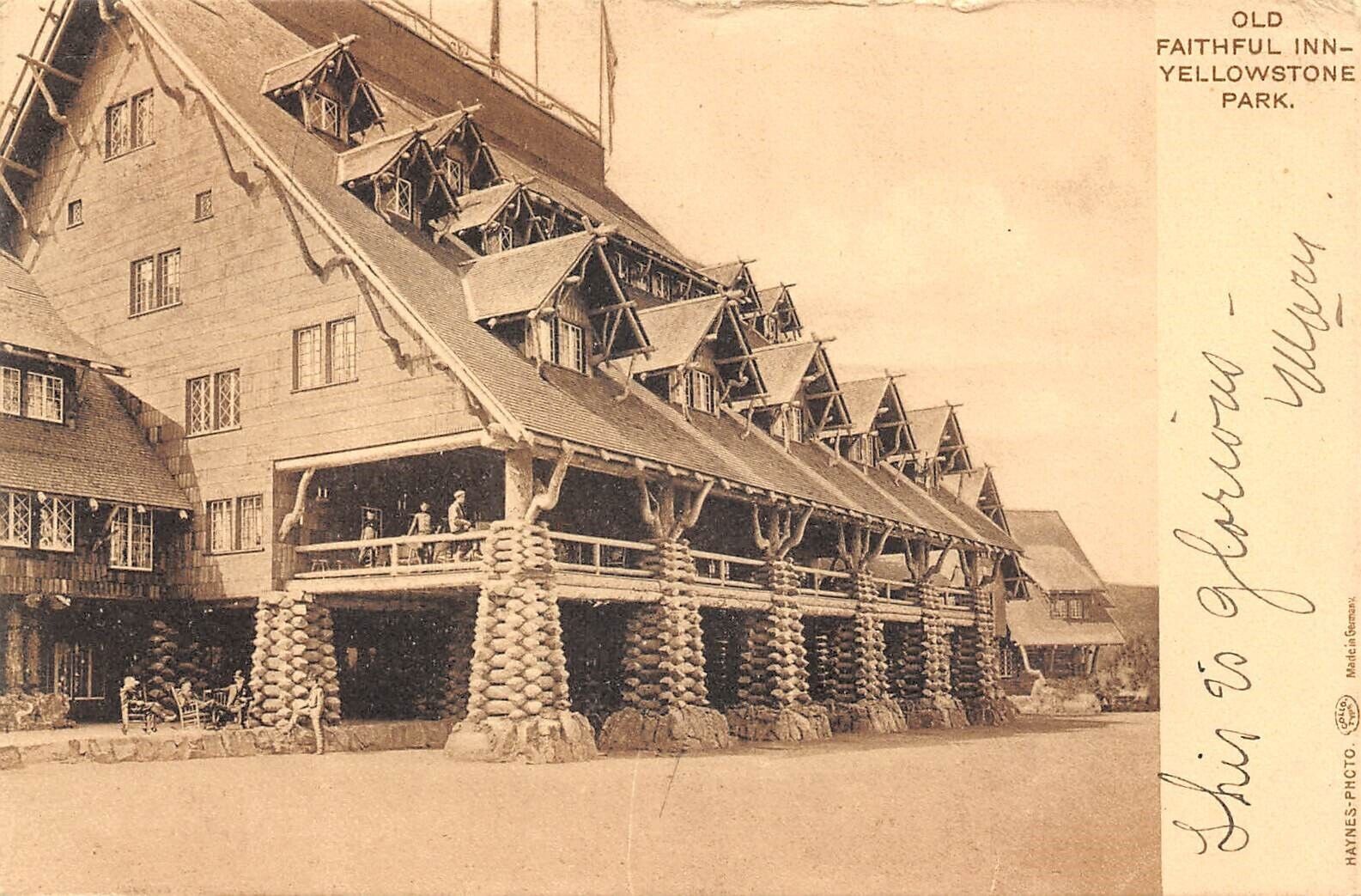 Old Faithful Inn Yellowstone Park Wyoming Haynes Photo 1906 Postcard