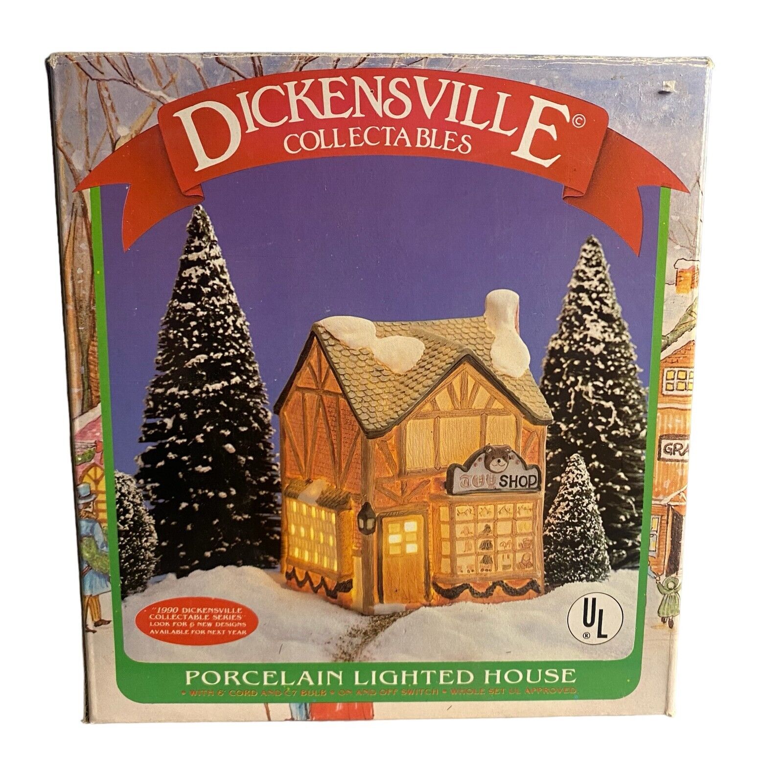 1989 Dickensville Porcelain Lighted House (TOY SHOP)