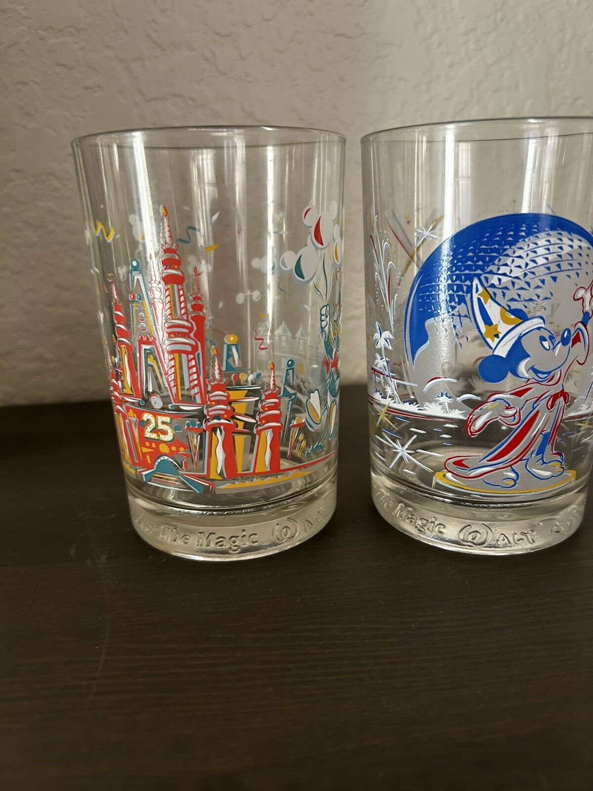 Vintage Disney World 25th Anniversary Glasses Set of 2 Remember the Magic 1996