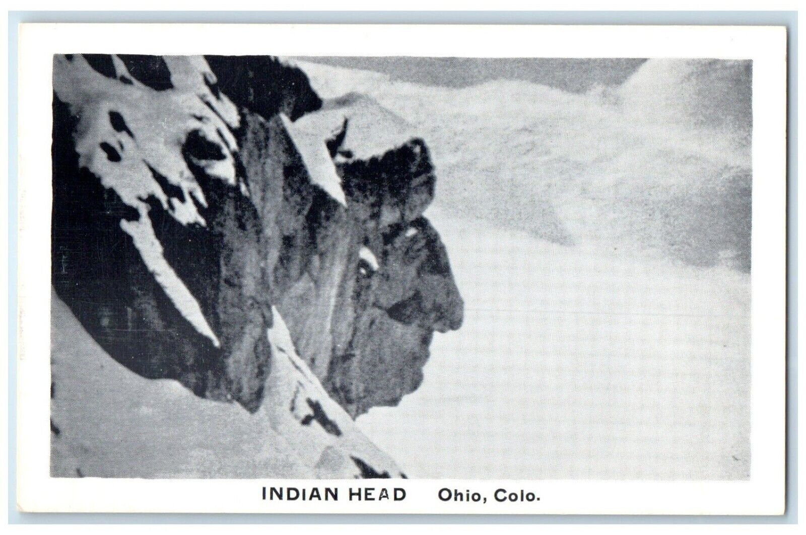 c1940 Birds Eye View Indian Head Rock Formation Ohio Colorado CO Linen Postcard