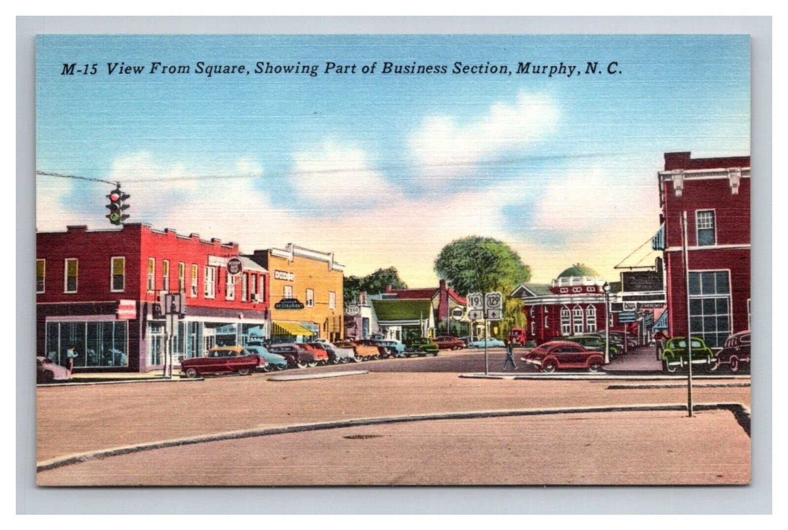 Postcard Murphy North Carolina Downtown Street View Business Section