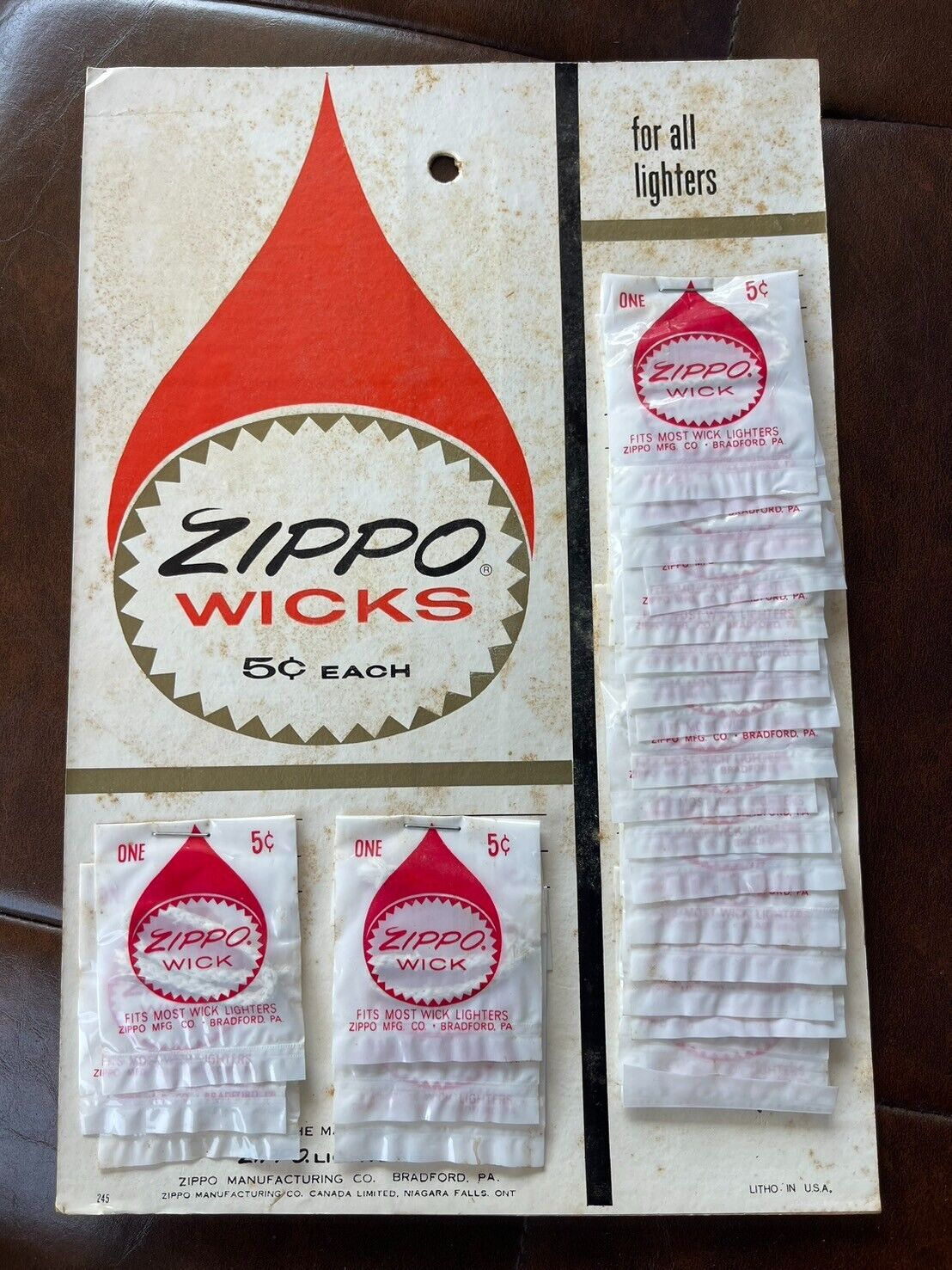 Vintage Zippo lighter wicks no copper Card ¢5 cents 43 Packs