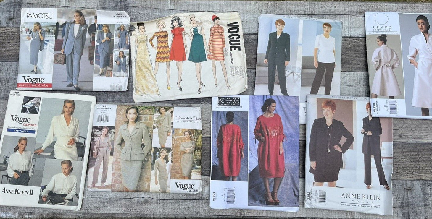 8 Vogue Designer WOMENS Sewing Patterns Lot Uncut