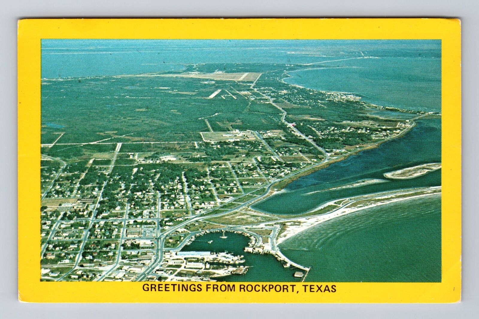 Rockport TX-Texas, Aerial Greetings Rockport Texas LBJ Causeway Vintage Postcard