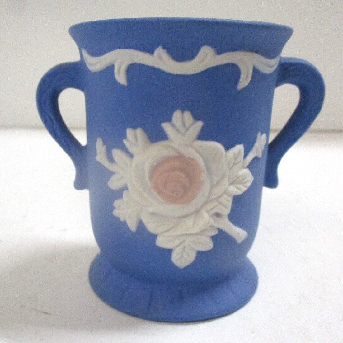 Vintage Blue and White Floral Ceramic Toothpick Holder Japan
