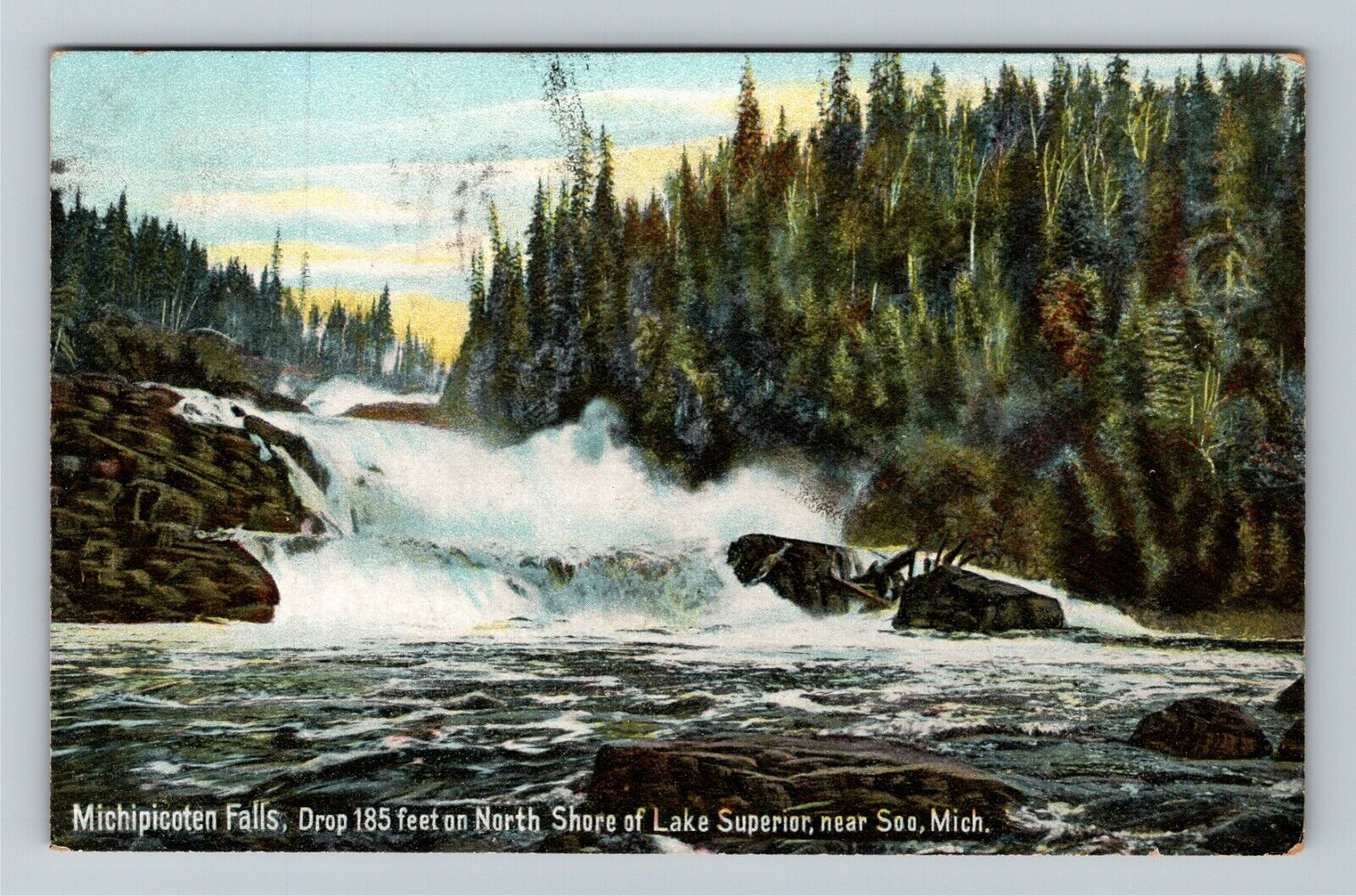Sault Ste. Marie, MI-Michigan, Michipicoten Falls, c1909 Vintage Postcard