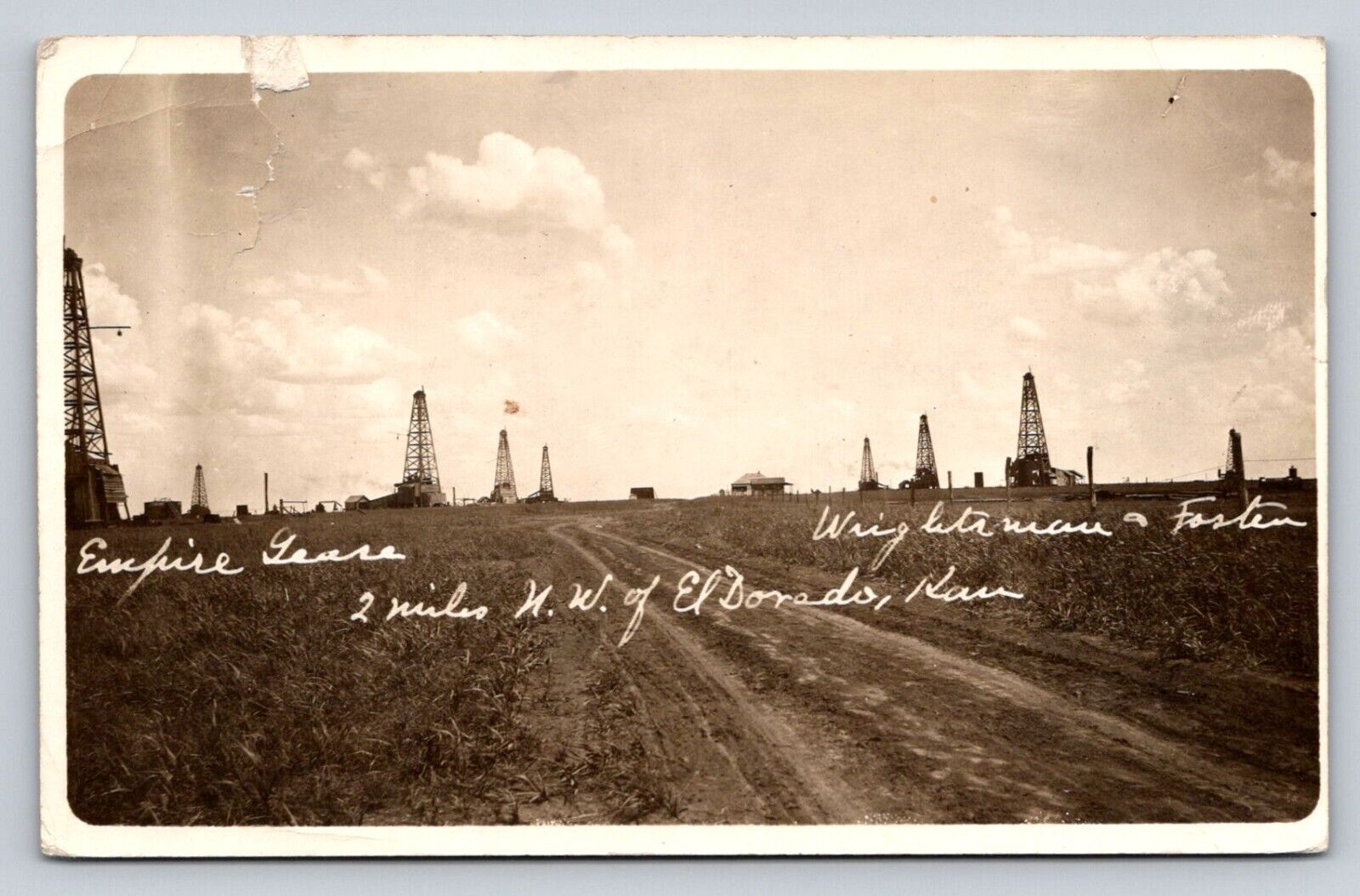 RPPC Oil Fields Wells Northwest of El Dorado Real Photo Kansas P731