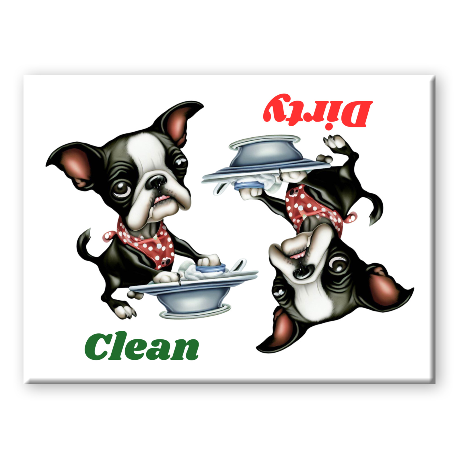 BOSTON TERRIER Clean Dirty DISHWASHER MAGNET DOG