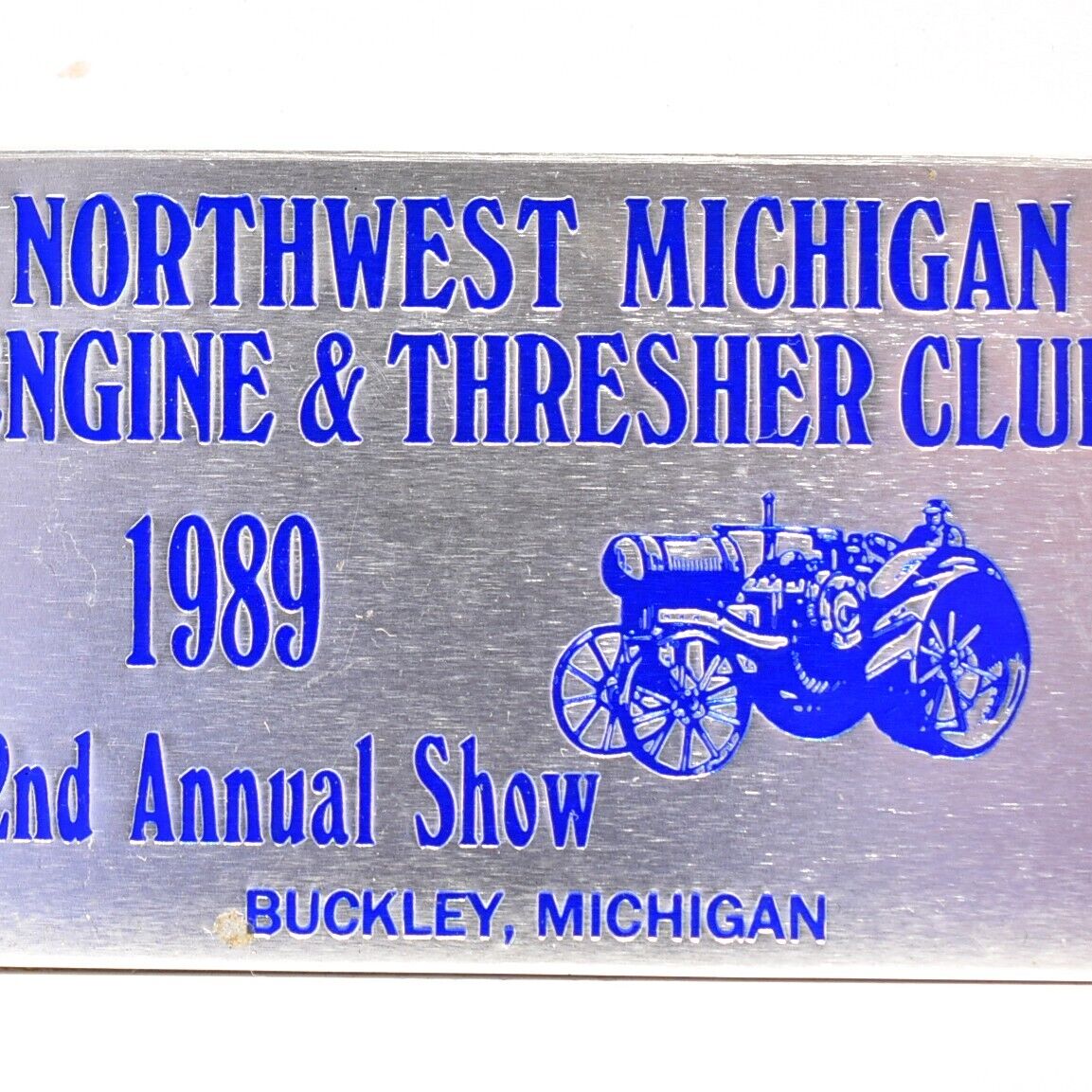 1989 Buckley Michigan Engine Thresher Tractor Club Antique Show Meet Plaque