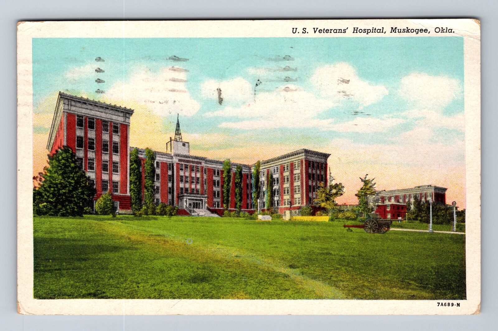 Muskogee OK-Oklahoma, US Veterans Hospital, Antique, Vintage c1949 Postcard