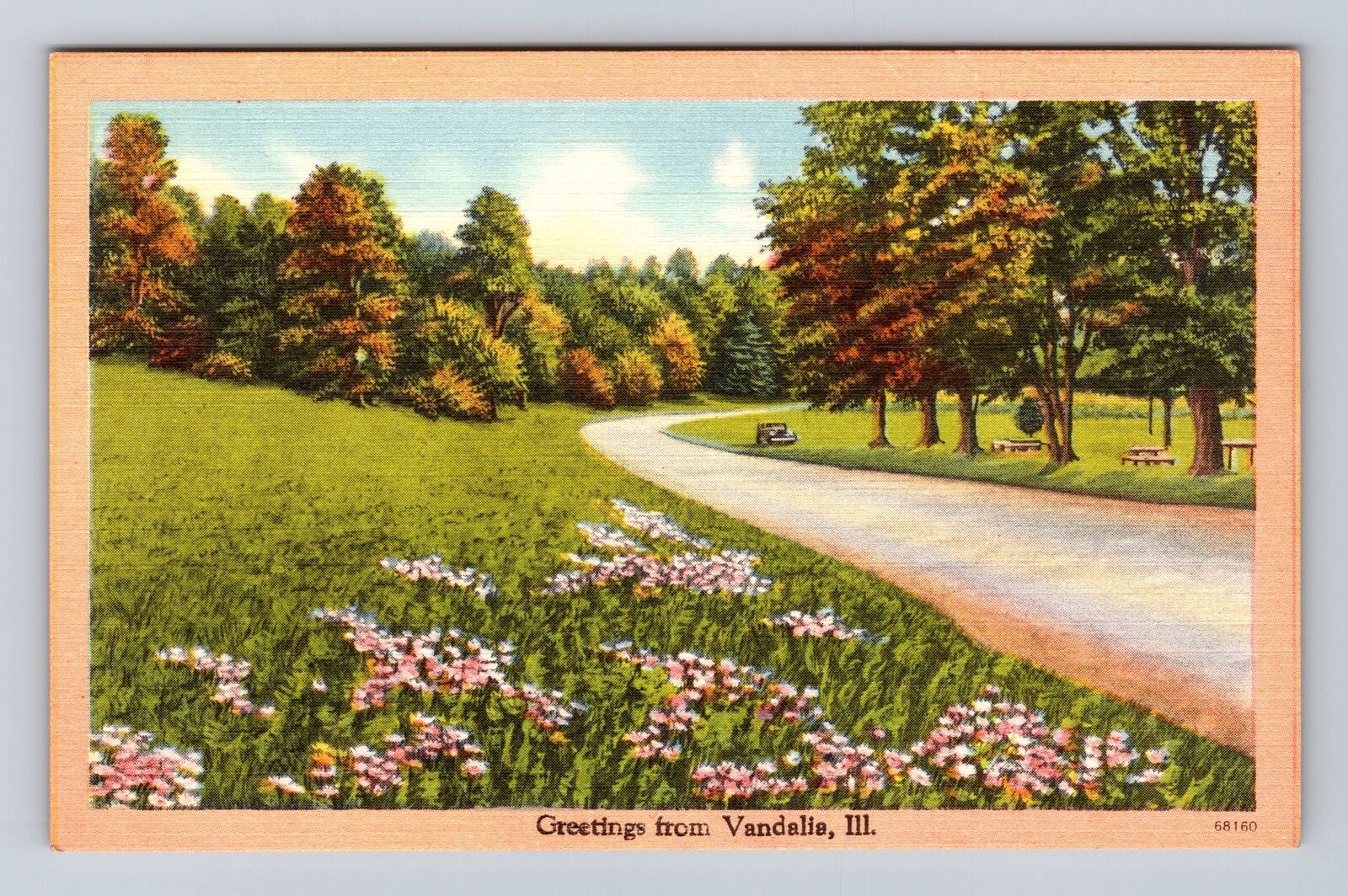 Vandalia IL-Illinois, Scenic Road General Greetings, Antique, Vintage Postcard