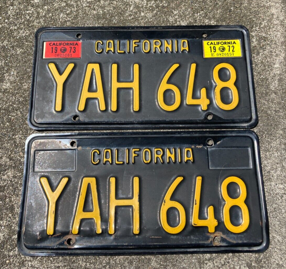 1963 Vintage CALIFORNIA LICENSE PLATE PAIR Black Yellow DMV YOM CLEAR