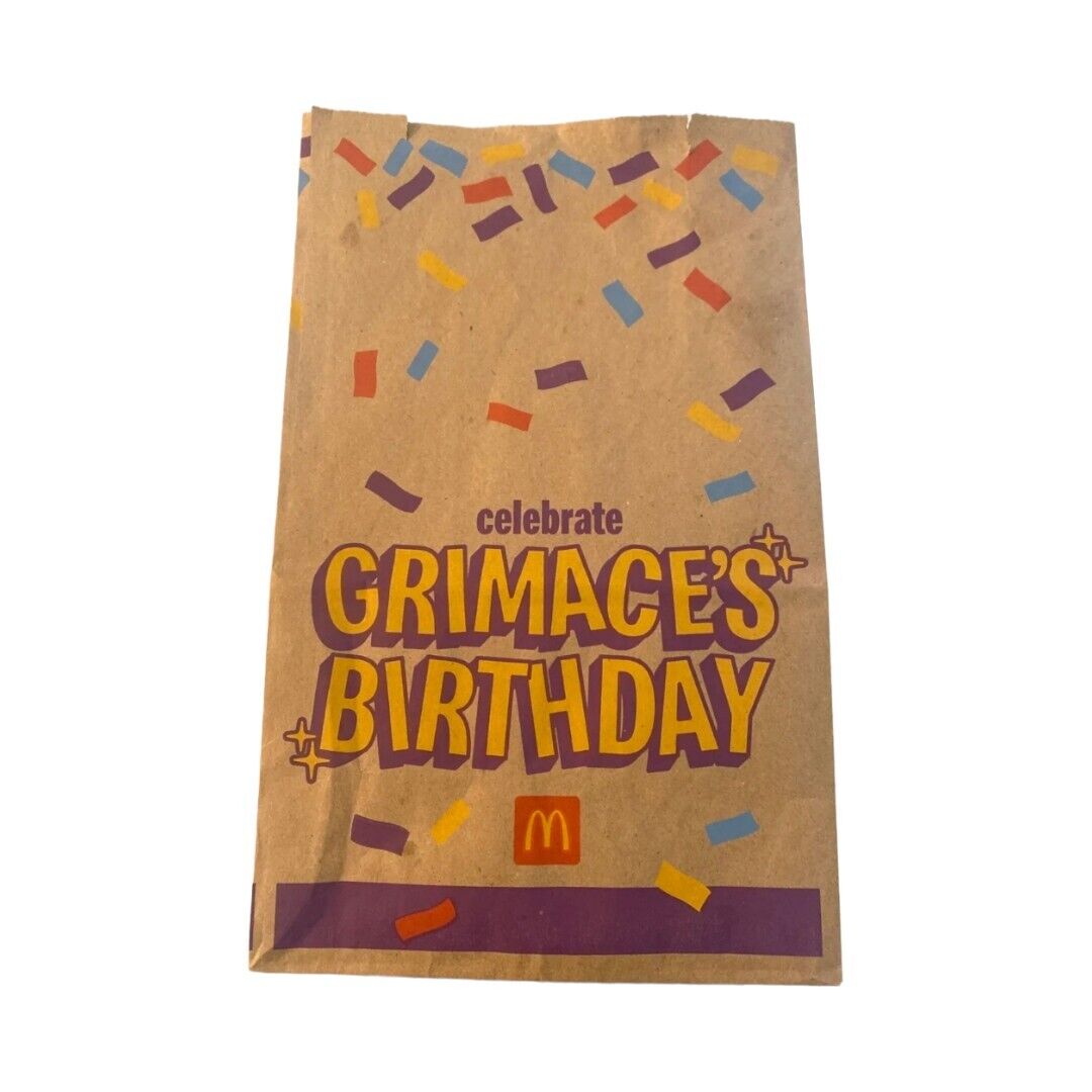 Mcdonald\'s celebrate Grimace’s Birthday promo paper bag HBD Grimace