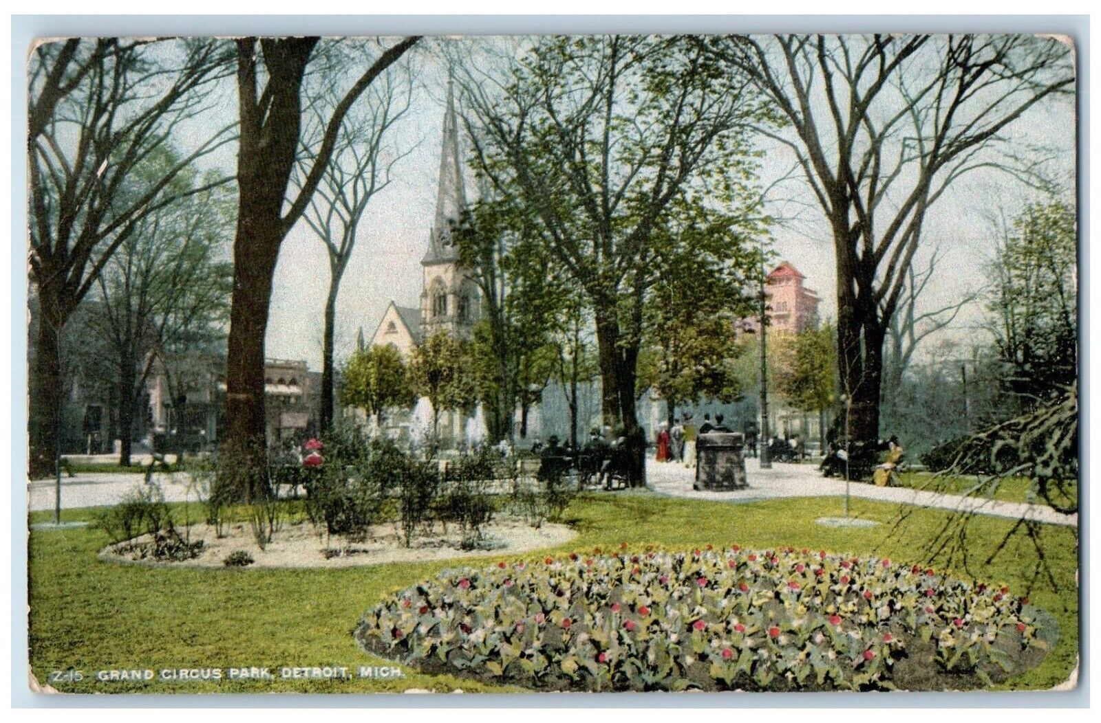 c1910\'s Grand Circus Park Garden Detroit Michigan MI Vintage Unposted Postcard