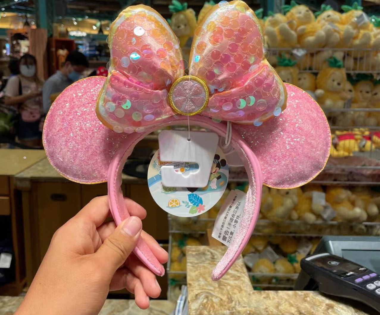 Disney Park Pink Sequined Minnie Mouse ear headband 2022