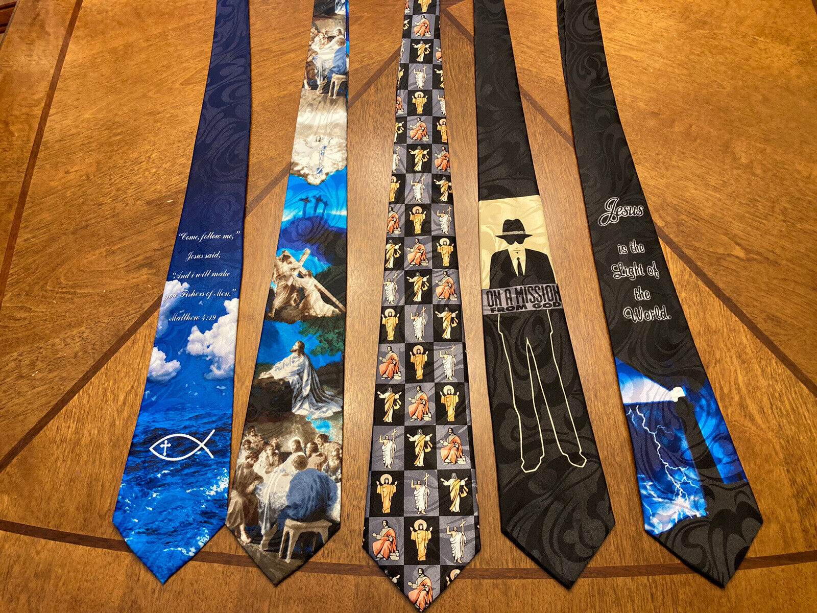 5 Brand New Jesus Christ Religious 100% Polyester Neck Ties  CH  10