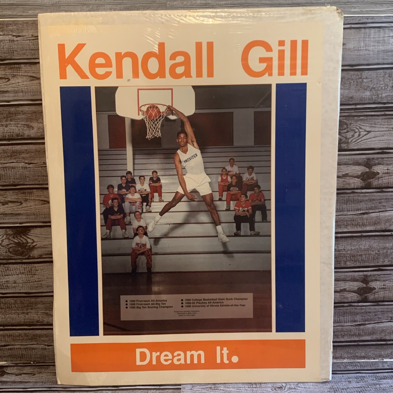 Kendall Gill 1990 University Of Illinois Basketball College Vintage Poster 18×24